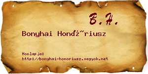 Bonyhai Honóriusz névjegykártya